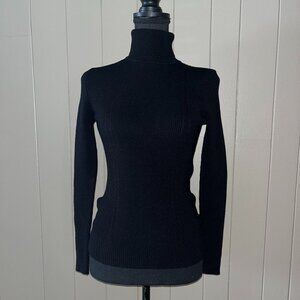 Cozy Black Knit Turtleneck – Timeless Wardrobe Staple - M